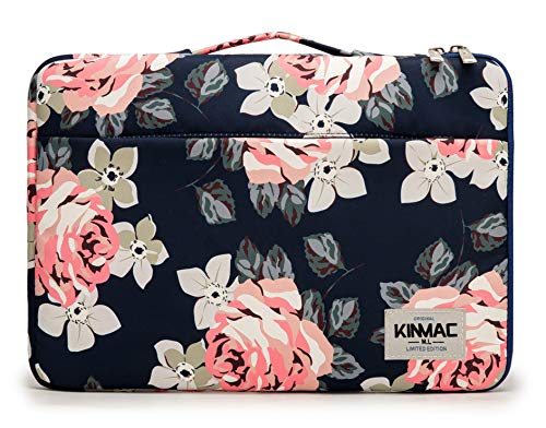 Kinmac 360° Heavy Duty Protective Laptop Sleeve Case Bag Cover with Handle for MacBook Air 13 inch,iPad Pro 13 inch and 13.3 inch HP,Dell,Lenovo,Asus,Acer Laptop (Blue Rose) - color: Rose-Blue, size: 12 inch-13.3 inch