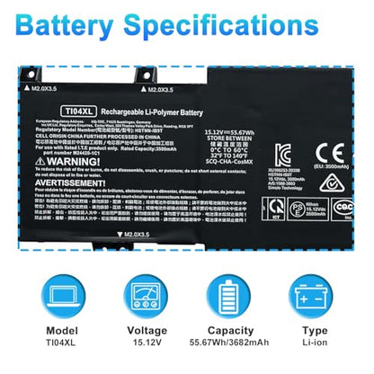 5.67Wh TI04XL M24420-1C1 Laptop Battery Compatible with HP Envy 17 Envy 17-ch 17-ch0001nv 17-CH0017NN 17-ch0000np 17-ch0023ur Series HSTNN-IB9T M24420-1D1 M24563-005 TI04055XL - size: 8.66*4.13*0.31inch TI04XL
