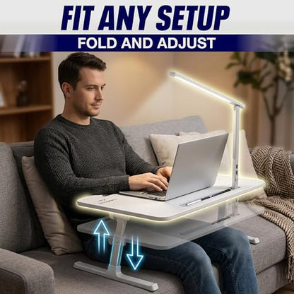 Premium LED Adjustable Lap Desk with Built-in LED Lamp
