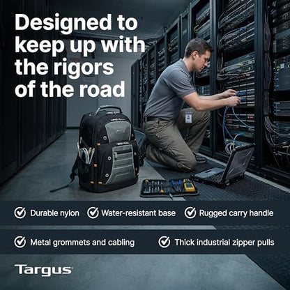 Targus Drifter II Laptop Backpack, Black/Gray – Backpack for Men for Business and Travel, Durable Water-Resistant Material, Fits up to 17" Laptops (TSB239US)