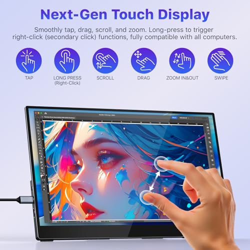 VisionOwl Portable Monitor for Laptop, IPS USB-C HDMI Travel Second Monitor for MacBook Pro Air, PC, PS5, Xbox, Portable Second Screen, Built-in Kickstand, Speakers, VESA Mountable, 15.6 - size: 15.6