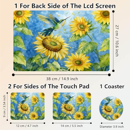 Laptop Skin Sticker Decal 15.6 Inch,12 13 13.3 14 15 15.6 in Laptop Netbook Skins for Notebook,Art Decal Removable Waterproof Scratch Resistant,Universal Vinyl Cover,Bird Sunflower Watercolor - color: Bird Sunflower Watercolor