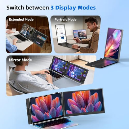 Laptop Screen Extender 1.8lbs 14.1" - Ultra-Light & Ultra-Slim 1080P FHD IPS Dual Portable Monitor for 13"-17.3" Laptops Plug & Play Travel Extra Screen Compatible with Wins/Mac/Android/Chrome - size: 14.1"