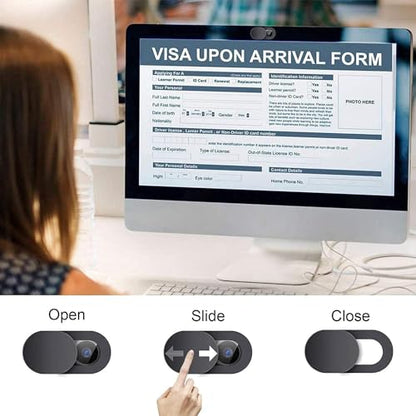 Webcam Cover 6-Pack - Ultra-Thin Camera Privacy Slide for Laptop, MacBook, iPad, Cell Phone & Tablet, Slim Reusable Webcam Blocker for Privacy Protection, Black
