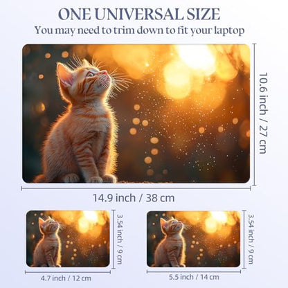 Universal Laptop Skin Sticker Decal,15.6 Inch Laptop Vinyl Cover for 13" 14" 15.6" Laptop,Scratch-Resistant Waterproof Protector Wrap,Reusable with Wrist Pads,Golden Cat Sunset Gaze - color: Golden Cat Sunset Gaze