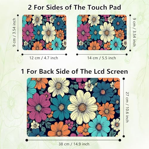 Laptop Skin Sticker Decal, Universal Reusable Vinyl Laptop Cover for 12" 13" 13.3" 14" 15" 15.4" 15.6" Notebook PC, Reusable Waterproof Scratch-Resistant with 2 Wrist Pads,Cute Art Flowers - color: Cute Art Flowers