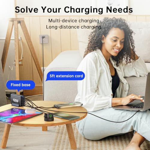 European USB C Charger Station Fast Charging Hub Europe Travel Power Adapter Multiple 6 Multi Port 120W GaN PD QC Block EU UK US Plug for Apple iPhone Samsung Pixel 65W Laptop MacBook Pro Air Surface