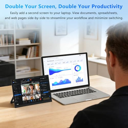 15.3 Inch Portable Monitor FHD 1200P 60Hz IPS,USB-C External Second Screen, Compatible with Laptop, PC, Mac & Phone, Travel Display for Office Work - size: 15.3inch