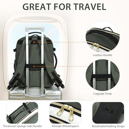 KROSER Laptop Backpack Computer Backpack 17 Inch Men-Beige/Army Green/Black | 40L Large Laptop Water-Repellent Travel Backpack Casual Daypack for Business/College/Women - color: Beige/Army Green/Black