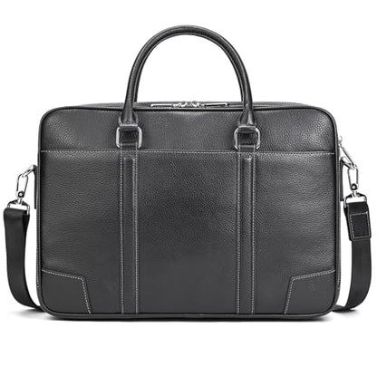 Leather Laptop Bag for Men Briefcase Fits 15.6 Inch Notebook Portable Shoulder Messenger Crossbody Bag for Travel Office - color: 824-black