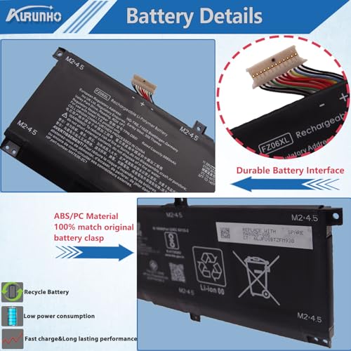 FZ06XL M48025-005 Laptop Battery Replacement for HP Envy 16-H 16-H0000 Spectre x360 16-F 16-F1000 16t-F000 Spectre x360 2-in-1 16-F1075NG 16-F0035NR Series FZ06083XL M47636-2D1 83Wh 6-Cell
