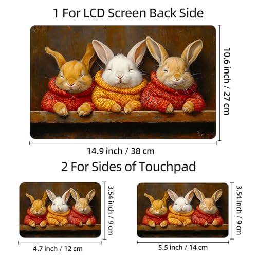 Universal Laptop Skin Sticker Decal, 12"-15.6" Aesthetic Vinyl Wrap, Cozy Bunnies in Sweaters Waterproof Notebook Cover Art Protector for MacBook HP Dell Lenovo, Fits 13" 14" 15" 15.6" - color: Cozy Bunnies in Sweaters