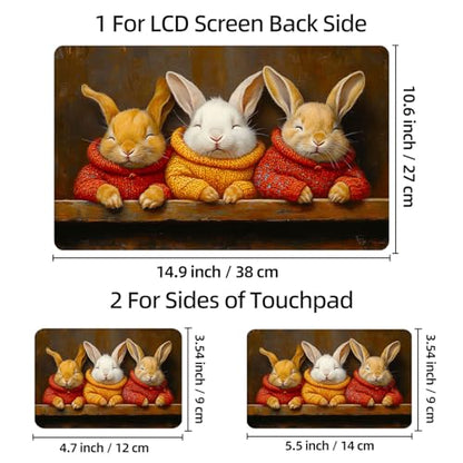 Universal Laptop Skin Sticker Decal, 12"-15.6" Aesthetic Vinyl Wrap, Cozy Bunnies in Sweaters Waterproof Notebook Cover Art Protector for MacBook HP Dell Lenovo, Fits 13" 14" 15" 15.6" - color: Cozy Bunnies in Sweaters