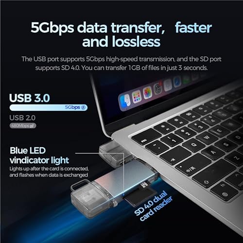 SD4.0 Card Reader - High-Speed 312MB/s USB-A & USB-C Micro SD Card Reader - SD Card Reader for iPhone, Android, MacBook, PC - Plug & Play UHS-II SDXC SDHC SD Card Reader for Laptop & More