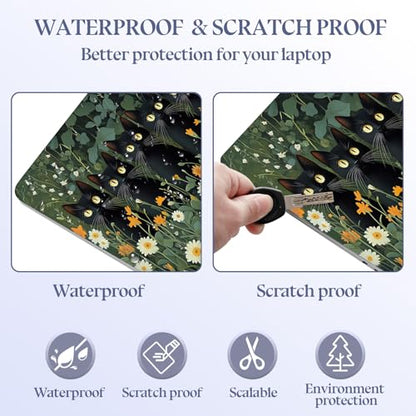 Universal Laptop Skin Sticker Decal,15.6 Inch Laptop Vinyl Cover for 13" 14" 15.6" Laptop,Scratch-Resistant Waterproof Protector Wrap,Reusable with Wrist Pads,Daisy Black Cats - color: Daisy Black Cats
