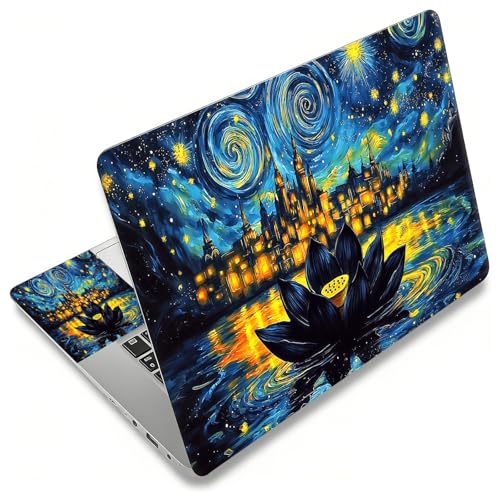 Laptop Skin Sticker Decal, Universal Reusable Vinyl Laptop Cover for 12" 13" 13.3" 14" 15" 15.4" 15.6" Notebook PC, Waterproof Scratch-Resistant with 2 Wrist Pads, Easy to Apply & Remove,Galaxy Lotus - color: Galaxy Lotus