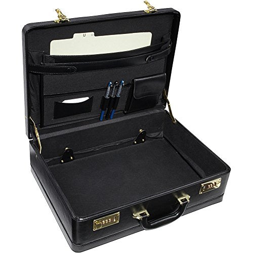 Amerilether Large Expandable Faux Leather Attachè Case (#2894-89) - color: Black