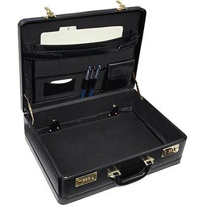 Amerilether Large Expandable Faux Leather Attachè Case (#2894-89) - color: Black