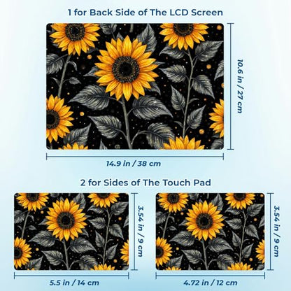 Reusable Universal Laptop Skin Sticker, Cut to Fit for 11.6–15.6 Inch Laptops, Waterproof Protective Film, No-Residue - Golden Sunflowers - color: Golden Sunflowers