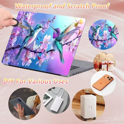 Laptop Skin Sticker Decal 12" 13" 13.3" 14" 15" 15.6",Waterproof Scratch Resistant Vinyl,Reusable Easy to Apply,for MacBook HP Dell Notebooks Netbooks Laptop,2 Wrist Pads,Flower Hummingbird - color: Flower Hummingbird
