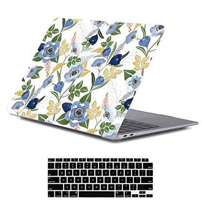 LanBaiLan Laptop Plastic Hard Shell Protective Case, Compatible for New MacBook Air 13 inch 2020 2019 2018 Release A2337 M1 A2179 A1932 Retina Display with Touch ID & Keyboard Cover, Flower Design - color: Flower Design