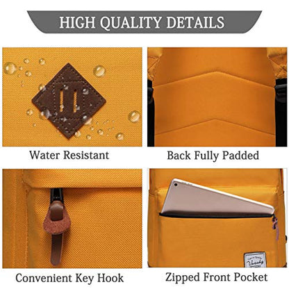 Backpack for Men Women,VASCHY Classic Water-resistant Lightweight Travel School Backpack Casual Daypack - color: Yellow