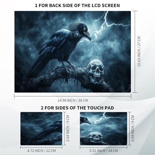 Universal Laptop Skin, DIY Cut-to-Fit Vinyl Cover Compatible with HP, Dell, Lenovo, Mac (13.3" to 15.6"), Anti-Scratch, No Residue & Bubble-Free Protective Decal Sticker, Gothic Raven Skull - color: Gothic Raven Skull