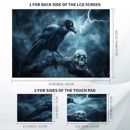 Universal Laptop Skin, DIY Cut-to-Fit Vinyl Cover Compatible with HP, Dell, Lenovo, Mac (13.3" to 15.6"), Anti-Scratch, No Residue & Bubble-Free Protective Decal Sticker, Gothic Raven Skull - color: Gothic Raven Skull