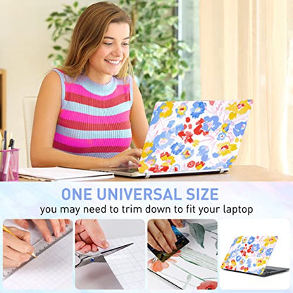 12.1 13 13.3 14 15.4 15.6 Inch Laptop Skin Decal, Laptop Skins Stickers Decals for Notebook PC, Universal Reusable Vinyl Laptop Cover Sticker, Waterproof Art Protector I Yellow Blue Red Flowers - color: Yellow Blue Red Flowers