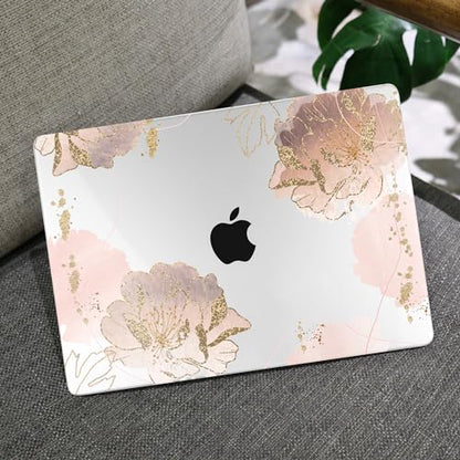 MEEgoodo Case for M5/M4/M3/M2 MacBook Air 15 inch Case 2026 2025 2024 2023, Laptop Shell Fit Model (A3448/A3241/A3114/A2941) for MacBook Air 15.3-inch, Pink Peony Flowers - color: Pink Peony Flowers
