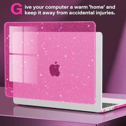 CISSOOK Compatible with MacBook Air 13 inch Case 2026 2025 2024 2023 2022 | A3449 A3240 A3113 A2681, 5in1 Set Hard Shell Case Keyboard Cover for MacBook Air 13.6 inch M2 M3 M4 M5, Rose Pink Glitter - color: Air13.6inch-Rose Red Glitter Star