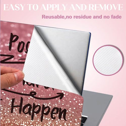 SUPERDANT Laptop Skin Sticker Stay Positive Laptop Decals 3PCS Personalized Universal Notebook Computer Wrap Vinyl Skin Stickers Cover Art Decal Removable 12-15.6 Inch Waterproof Gifts Pink - color: Pink