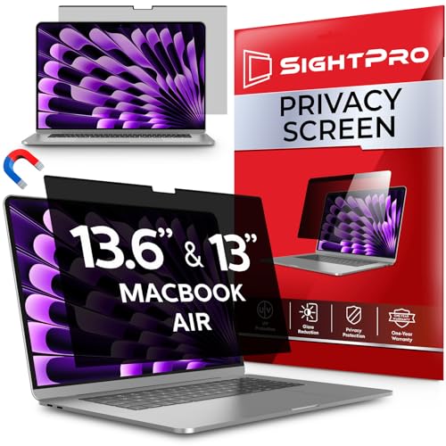 SightPro Magnetic Privacy Screen for MacBook Air 13 & 13.6 Inch (2022-2026, M2-M5) Patented Removable Laptop Privacy Filter Shield and Protector - size: MacBook Air 13.6/13 Inch (2022-2025, M2, M3, M4)