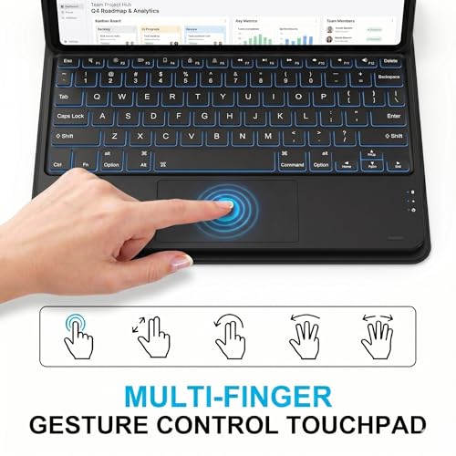 Backlit Touchpad Keyboard Case for Galaxy Tab A7 Lite 8.7" 2021 (SM-T220/T225), PU Leather Stand Cover with Magnetically Detachable Bluetooth Keyboard for Galaxy Tab A7 Lite 8.7 Inch,Black