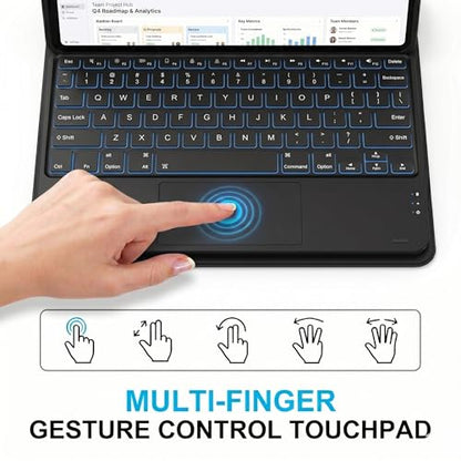 Backlit Touchpad Keyboard Case for Galaxy Tab A7 Lite 8.7" 2021 (SM-T220/T225), PU Leather Stand Cover with Magnetically Detachable Bluetooth Keyboard for Galaxy Tab A7 Lite 8.7 Inch,Black