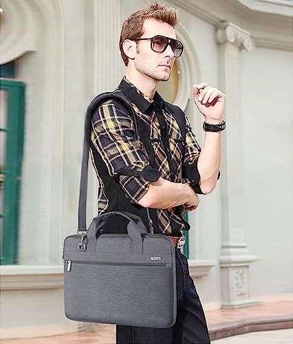 Voova Laptop Bag 17 17.3 Inch, 360° Protective Laptop Case Sleeve with Shoulder Strap Compatible with 17-18 Inch Lenovo Asus Acer Dell Hp, Waterproof Computer Bag Slim Briefcase for Men Women, Grey - color: Grey, size: 17-17.3 inch