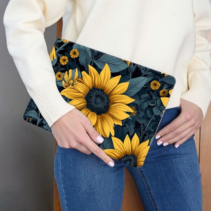 Laptop Skin Sticker 3-Piece Set,Sunflower Yellow Flowers | Trim-to-fit 3-piece vinyl set with one 15 x 10.6 in lid skin and two palm-rest decals for many 12-15.6 in laptops - color: Sunflower Yellow Flowers