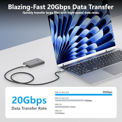 4-Pack(2FT+3.3FT+6.6FT+10FT) USB-c Cables,20Gbps Data Charging Cable,100W USB 3.2 Gen 2 High Speed, 4K Video Monitor Cord, USBC Display Cable Compatible with Thunderbolt 4/3 - size: 2FT+3.3FT+6.6FT+10FT