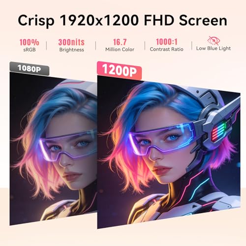 Portable Monitor 16" 1200P FHD Laptop Screen Extender, Horizontal Vertical Monitors with External Speakers, 100% sRGB Plug & Play Computer Gaming Travel Second Screen for Wins Mac Phone PS5 Xbox - style: 16" Monitor-L5