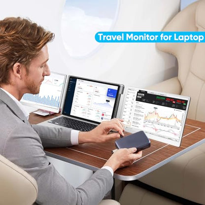 LXU Laptop Screen Extender Monitor Portable 14" 1200P | Triple Extended Monitor, for 12~16.2" Laptops, Not for M1 M2 M3, Plug & Play, No Clip-on, Silver, S7 - size: 14" Screen Extender