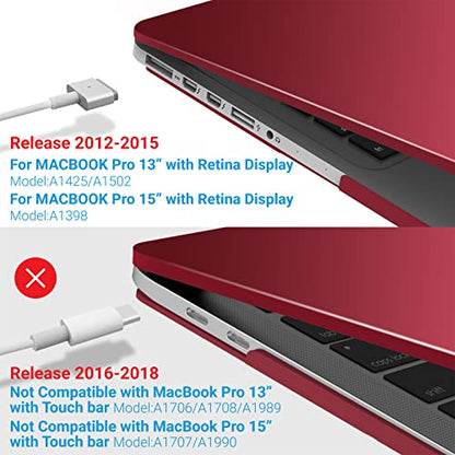 IBENZER Compatible with MacBook Pro 13 Inch Case 2015 2014 2013 end 2012 A1502 A1425, Hard Shell Case with Bag & Keyboard Cover & Screen Film for Old Version Mac Pro Retina 13, Wine Red, R13-WR+3SP - color: Wine Red