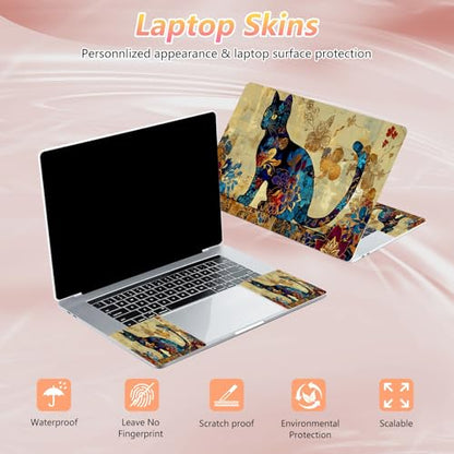 Laptop Skin Sticker Decal 12" 13" 13.3" 14" 15" 15.6",Waterproof Scratch Resistant Vinyl,Reusable Easy to Apply,for MacBook HP Dell Notebooks Netbooks Laptop,2 Wrist Pads,Cat Floral - color: Cat Floral