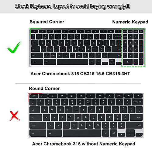 Keyboard Cover for 15.6" Acer Chromebook 315 CB315-3HT/Acer Chromebook 715 CB715/17.3" Acer 317 Chromebook Laptop with Numeric Keypad, Acer Chromebook 15 CB315-3HT-C296/C6XF/C16B Skin-Gradual Pink - color: Gradual Pink