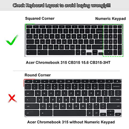 Keyboard Cover for 15.6" Acer Chromebook 315 CB315-3HT/Acer Chromebook 715 CB715/17.3" Acer 317 Chromebook Laptop with Numeric Keypad, Acer Chromebook 15 CB315-3HT-C296/C6XF/C16B Skin-Gradual Pink - color: Gradual Pink