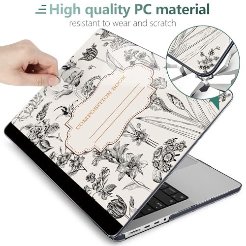 TWOLSKOO Compatible with MacBook Pro 14 inch Case M5 2026 2025-2021 Release M4 M3 M2 M1 Pro/Max Chip, Plastic Hard Shell & Keyboard Cover & USB C to USB Adapter & Screen Film, Retro Compostion Book - color: Retro Compostion Book