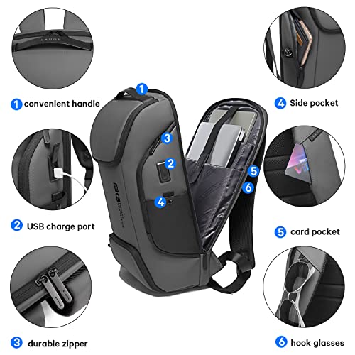 BANGE Business Laptop Smart backpack Can Hold 15.6 Inch Laptop Commute Backpack Carry on bag for men and women (Grey) - color: Grey