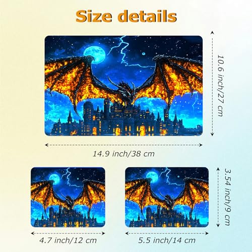 Universal Laptop Skin Sticker with 2 Wrist Pad Decals, 3-Piece Removable Vinyl Laptop Cover, Castle Dragon Waterproof Anti-Scratch, Easy-Trim Fit for 13.3" 14" 15.6" Laptops - color: Castle Dragon