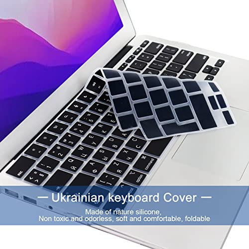 HRH Keyboard Cover Skin EU for MacBook Air 13”15"(M5-M2)&Pro 14”16"(M5-M1) | Ukrainian,Black,2026-2021,A3426 A3427 A3434 A2992,Neo 13" A18,Precise Fit,Dust Proof,Waterproof,Durable,Keyboard Accessories - color: Ukrainian