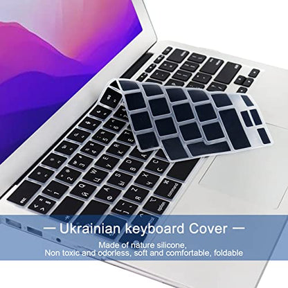 HRH Keyboard Cover Skin EU for MacBook Air 13”15"(M5-M2)&Pro 14”16"(M5-M1) | Ukrainian,Black,2026-2021,A3426 A3427 A3434 A2992,Neo 13" A18,Precise Fit,Dust Proof,Waterproof,Durable,Keyboard Accessories - color: Ukrainian