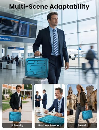 DOMISO Laptop Hard Case 14-14.4 inch Waterproof Shockproof Hard Shell Laptop Sleeve with Handle & Storage Pocket, Compatible with MacBook, HP, Dell, Teal | Waterproof, Shockproof, With Handle & Storage Pocket, Compatible with MacBook, HP, Dell - color: Te